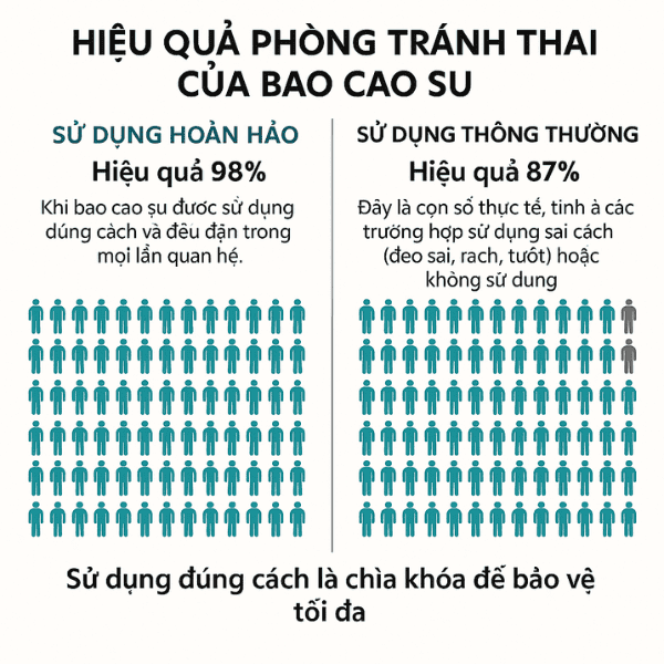 hiệu quả phòng tránh thai của bao cao su